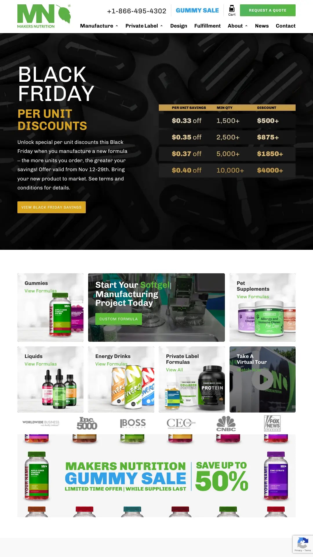 Screenshot: the Makers Nutrition website.