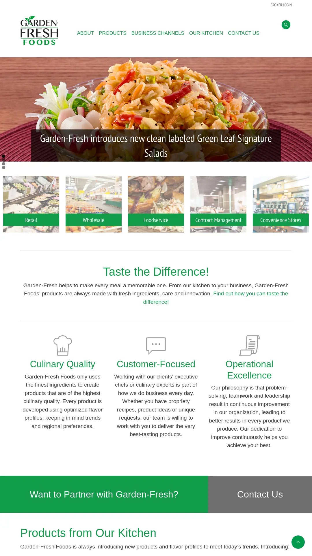 Screenshot: the Garden Fresh Foods, Inc. website.