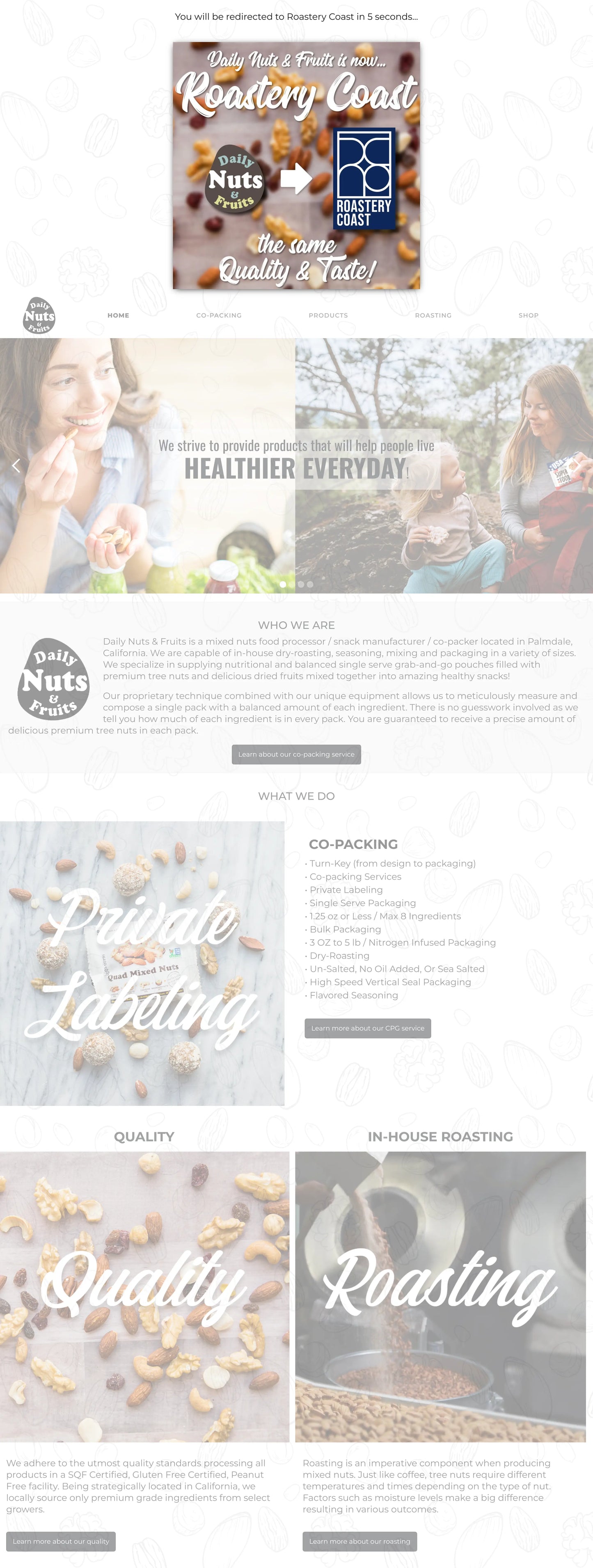 Screenshot: the Daily Nuts and Fruits Inc. website.