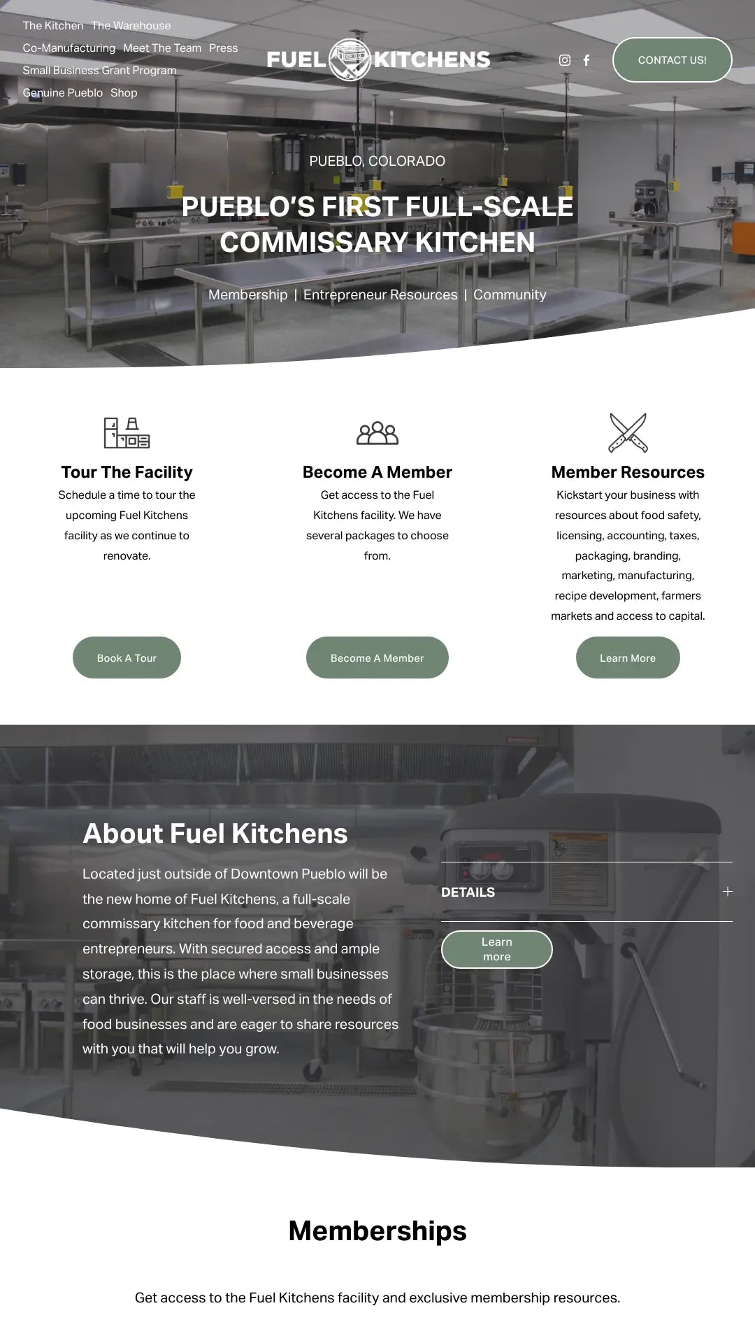 Screenshot: the Fuel Kitchens website.