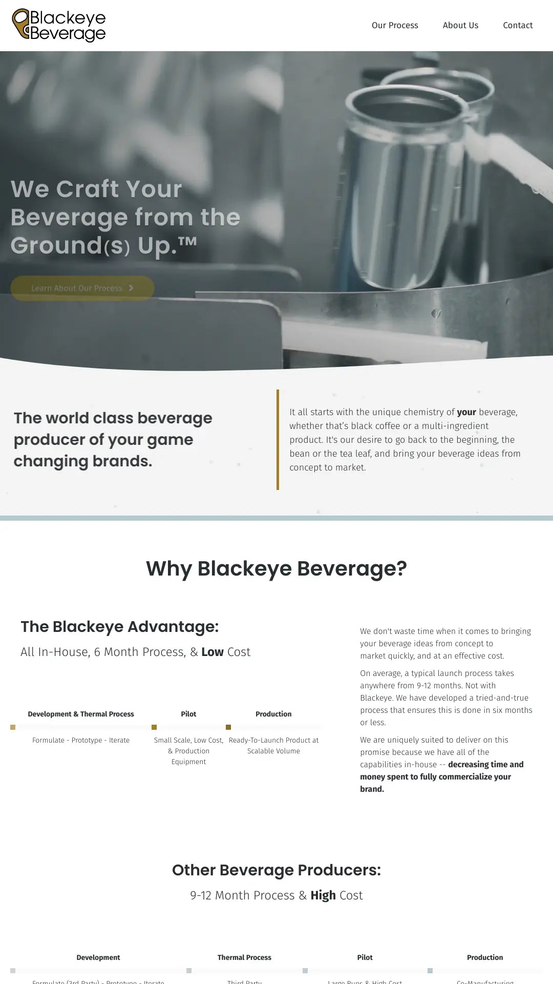 Screenshot: the Black Eye Beverage website.