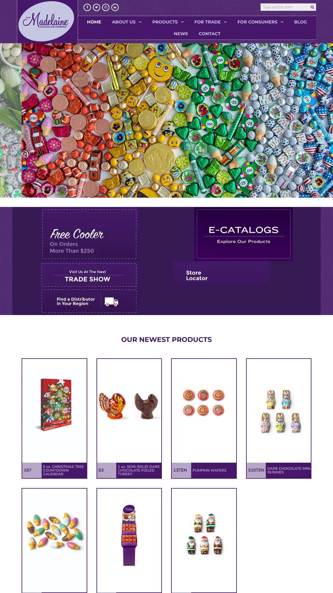 Screenshot: the Madelaine Chocolate Co website.