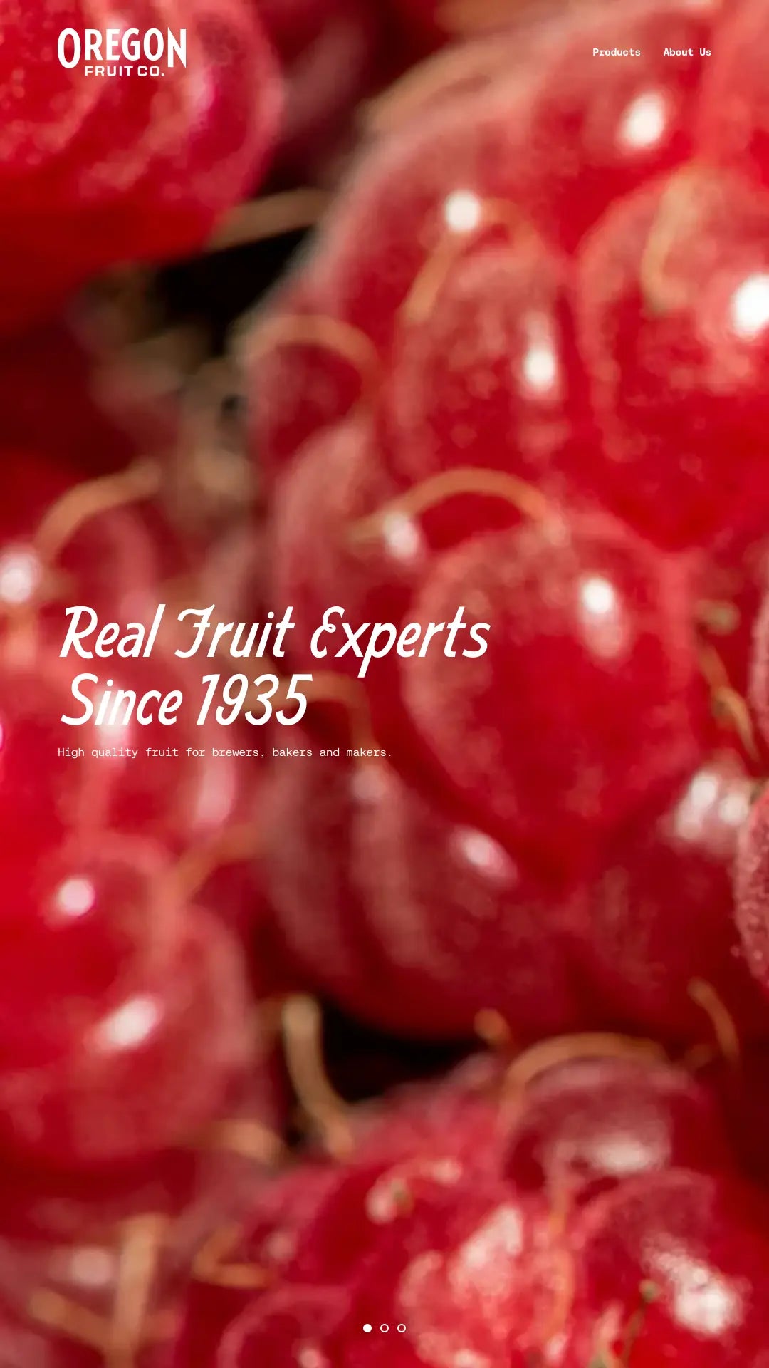 Screenshot: the Oregon Fruit Products LLC website.