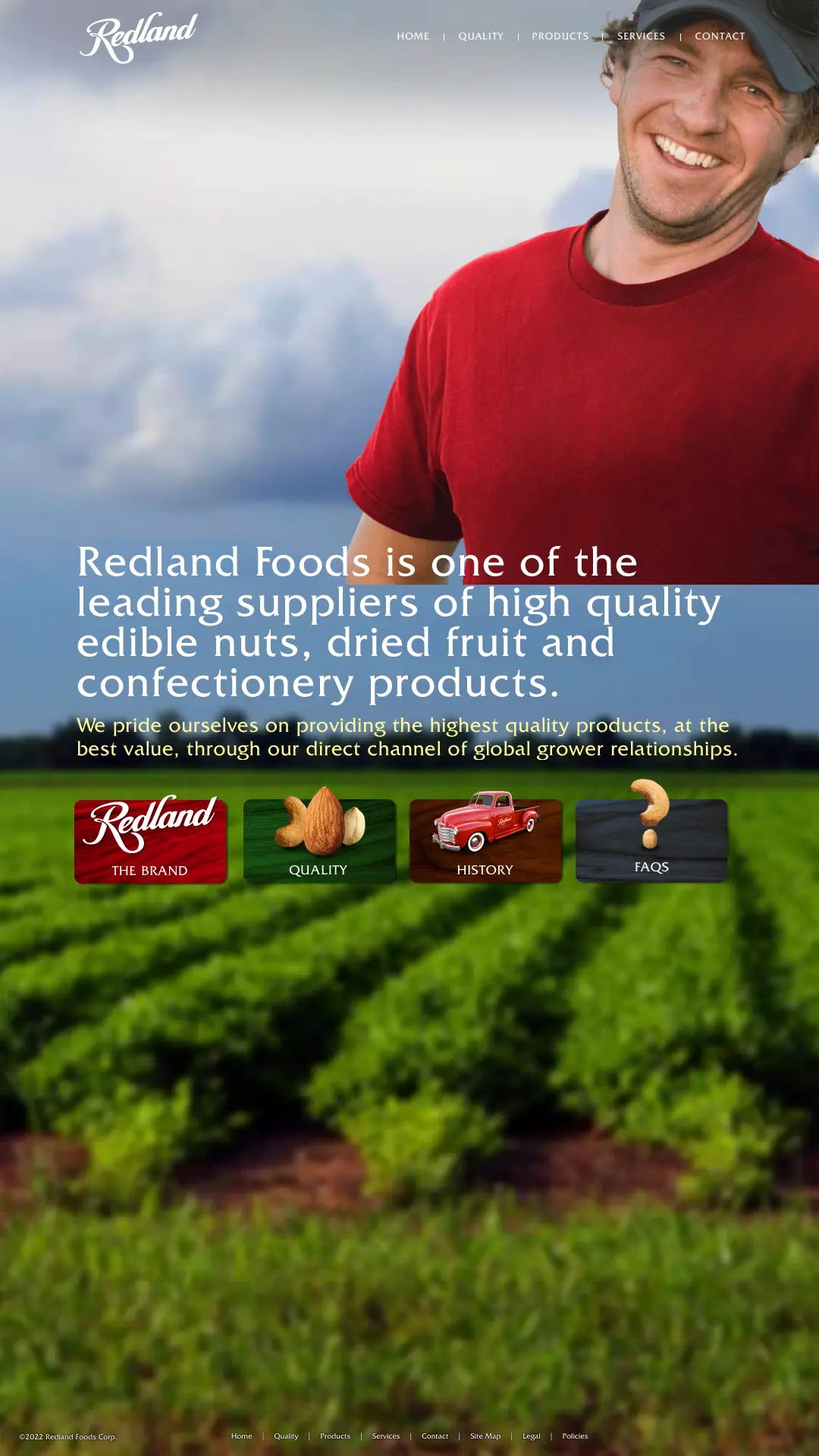 Screenshot: the Redland Foods Corp. website.