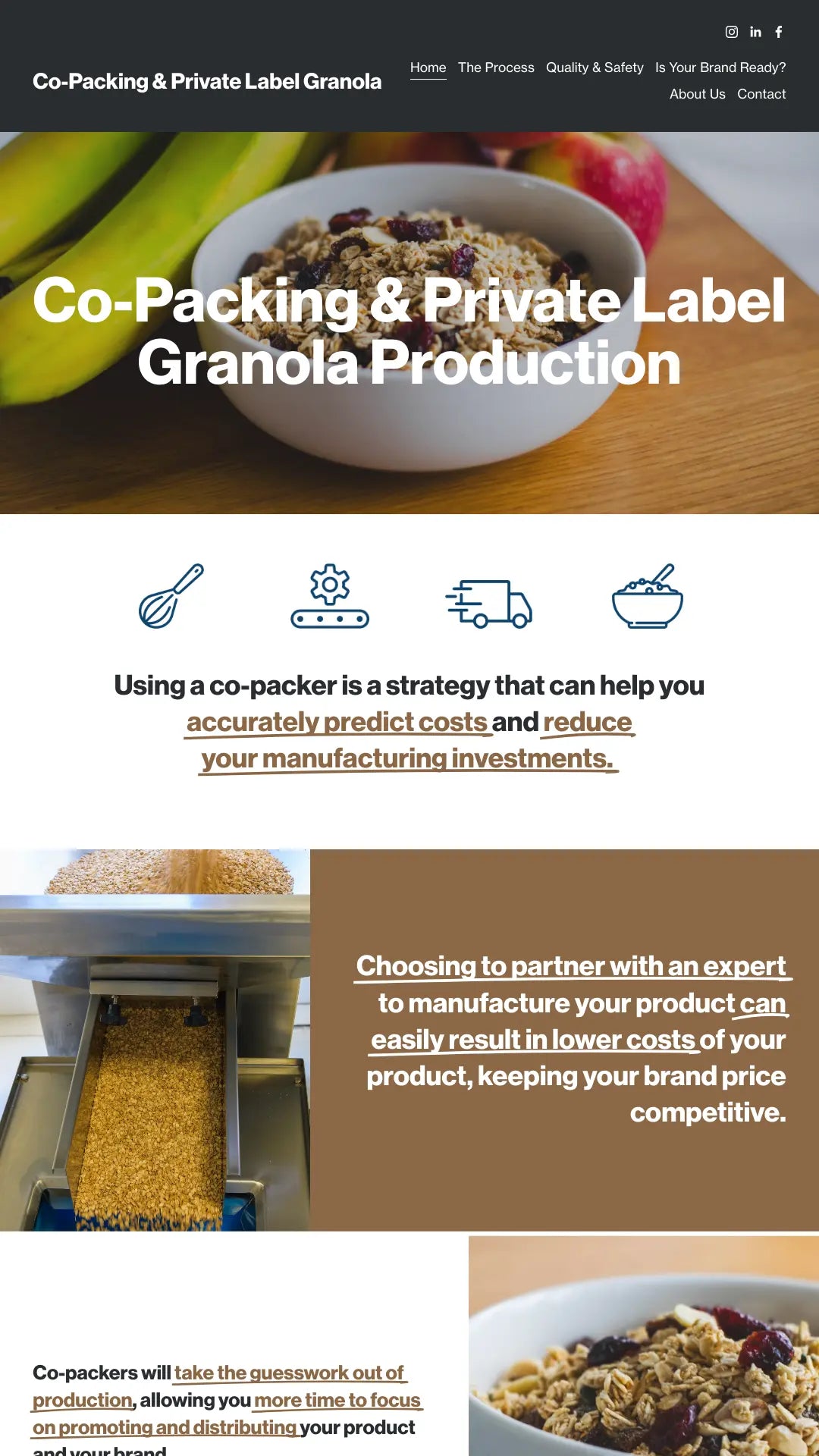 Screenshot: the Granola Co-Packer website.