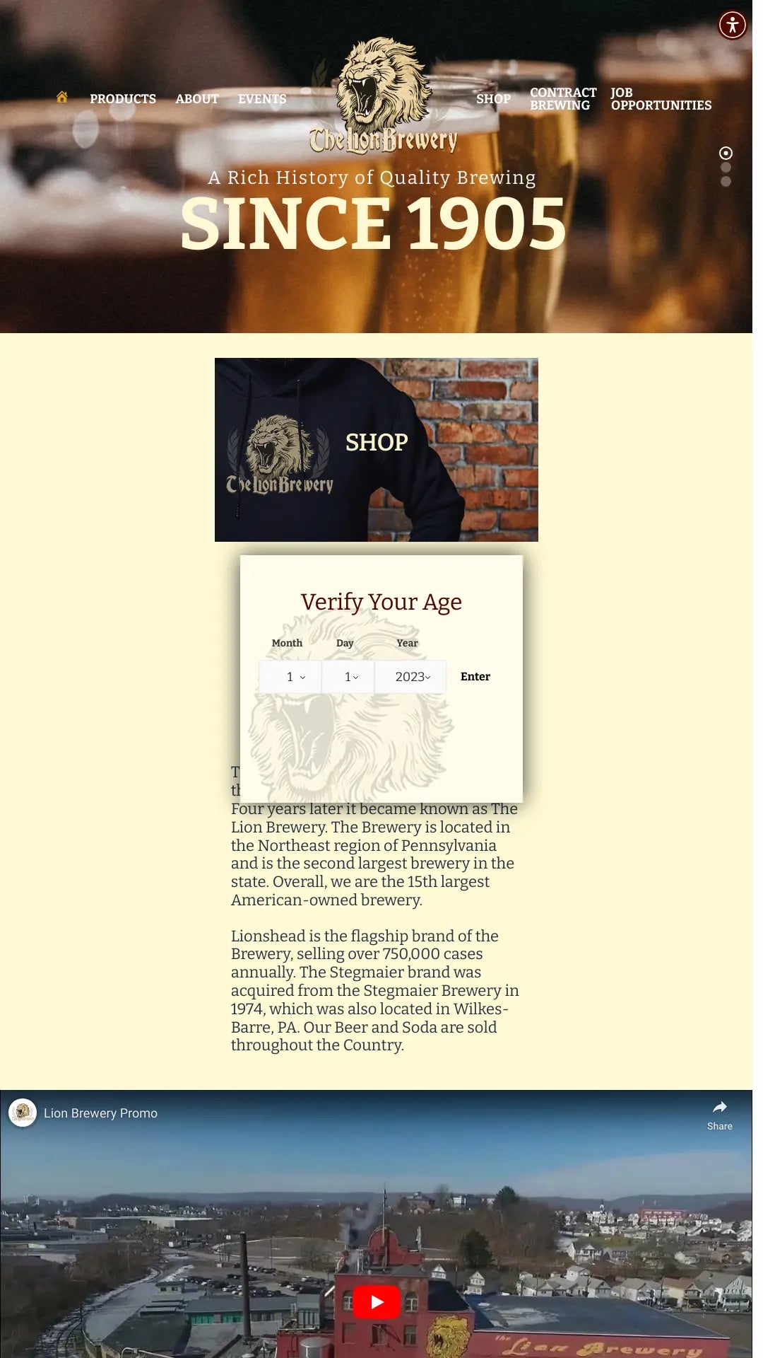 Screenshot: the The Lion Brewery website.