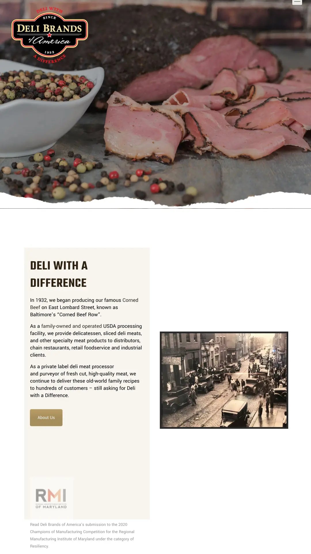 Screenshot: the Deli Brands of America website.