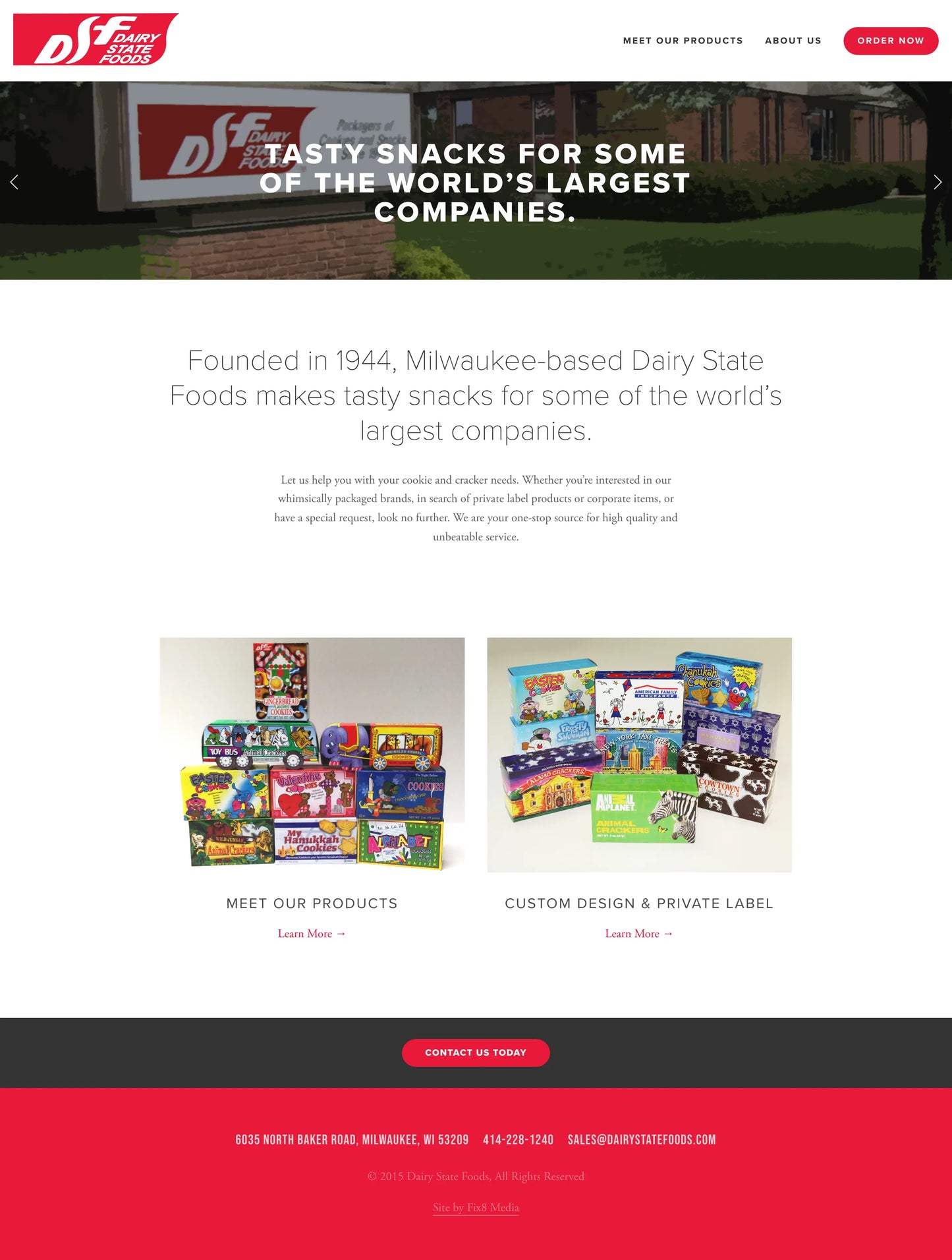 Screenshot: the ​Dairy State Foods website.