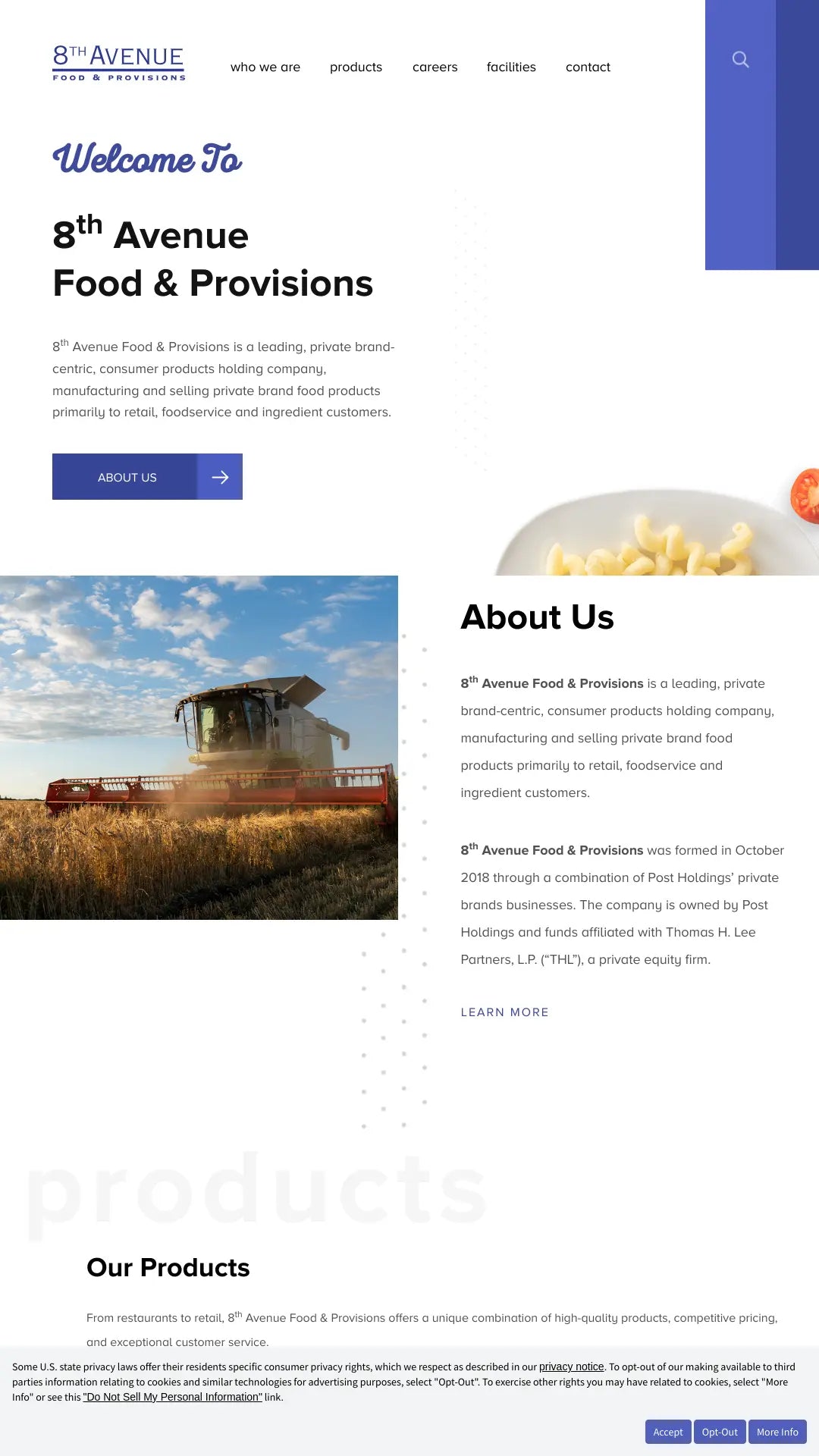 Screenshot: the 8th Avenue Food & Provisions website.