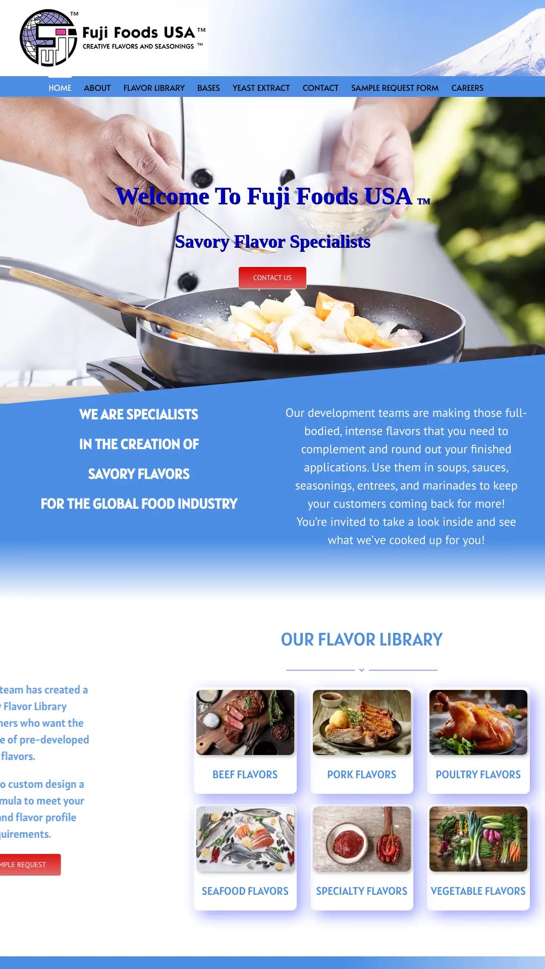 Screenshot: the Fuji Food Products Inc. website.