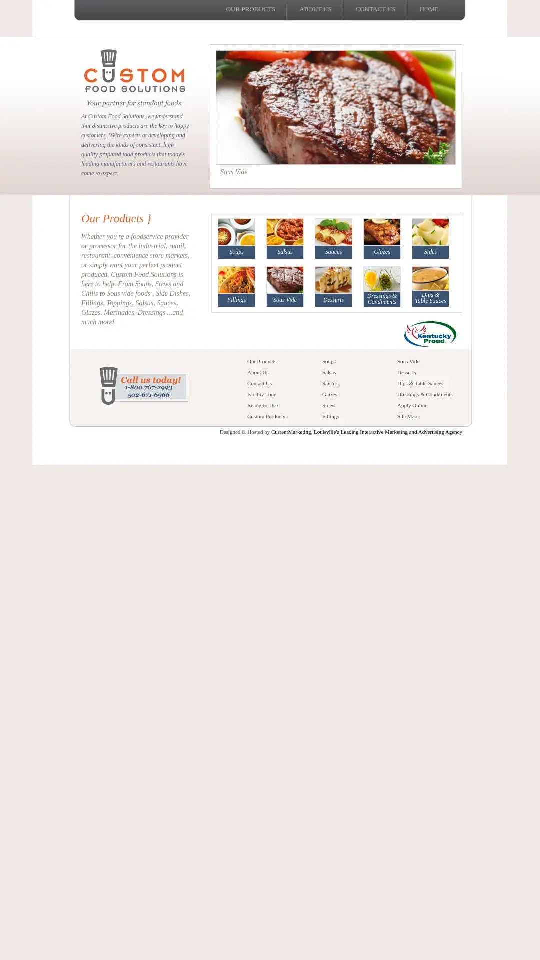 Screenshot: the Custom Food Solutions website.