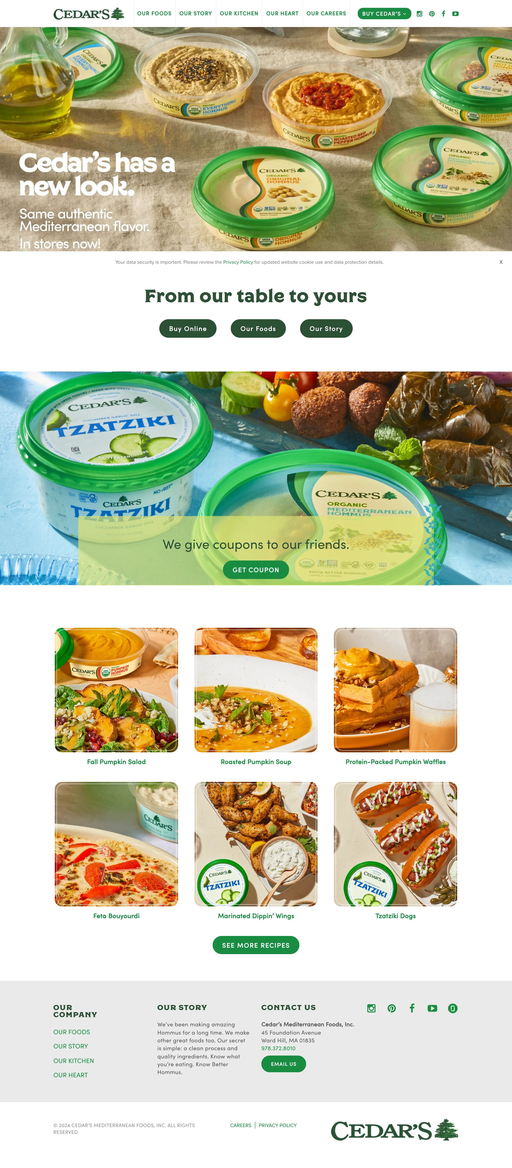 Screenshot: the Cedar's Mediterranean Foods website.