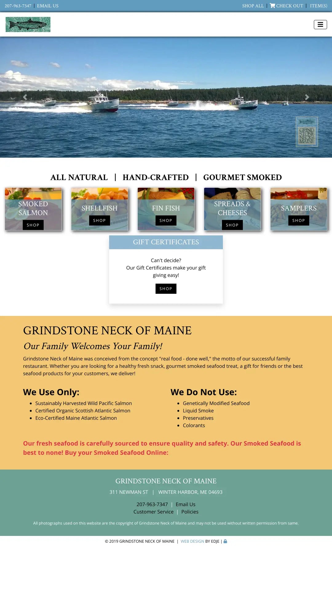 Screenshot: the Grindstone Neck of Maine website.