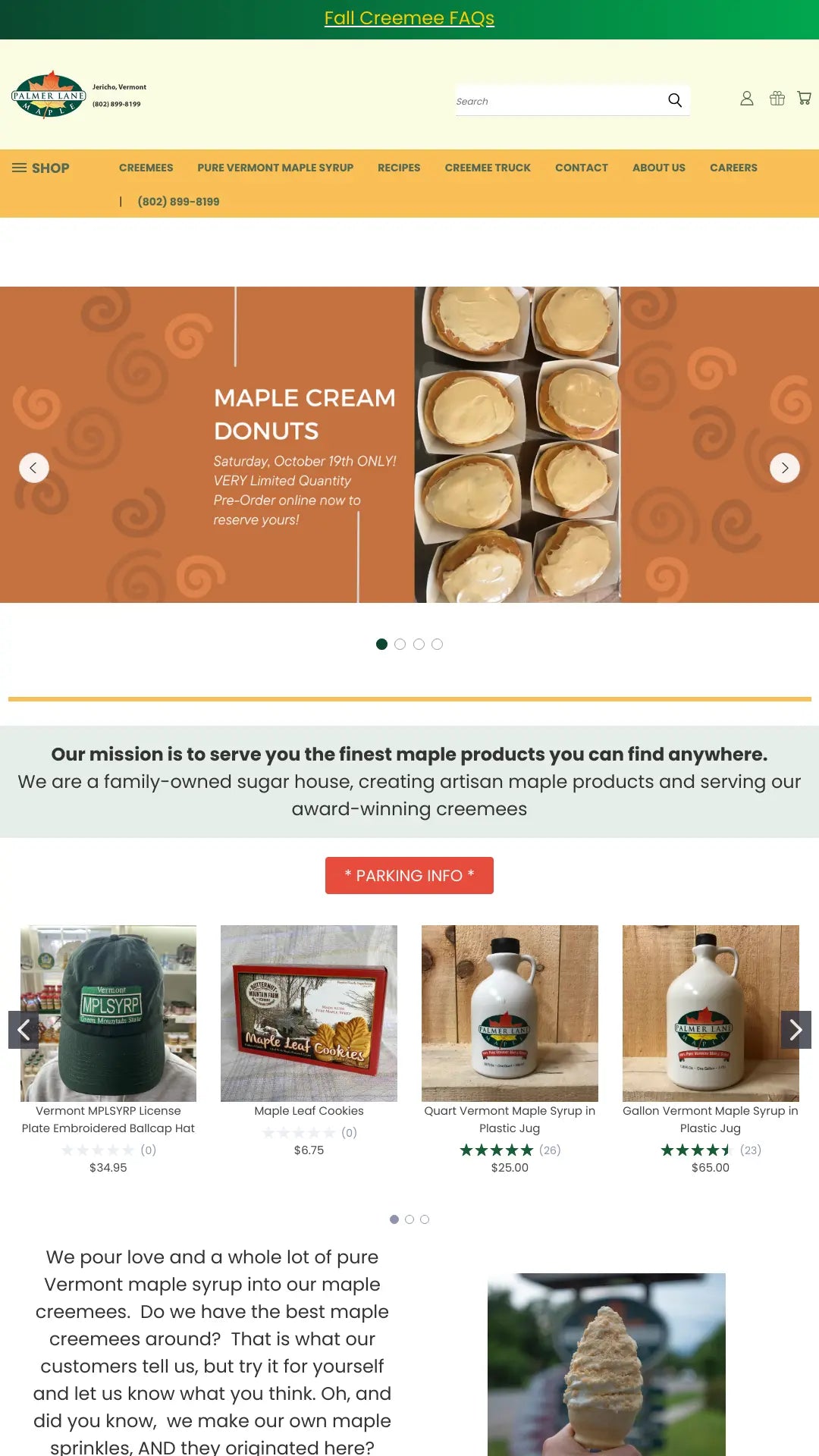 Screenshot: the Palmer Lane Maple website.