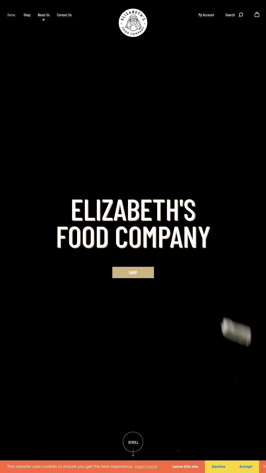 Screenshot: the Elizabeth's Food Company, Inc. website.