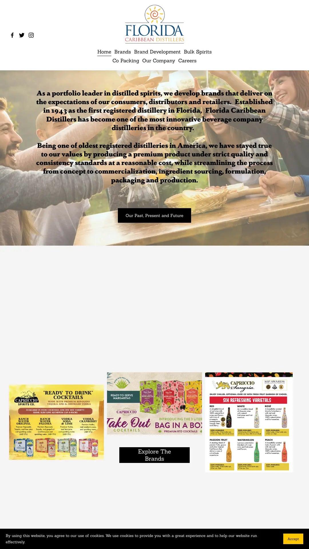 Screenshot: the Florida Caribbean Distillers website.