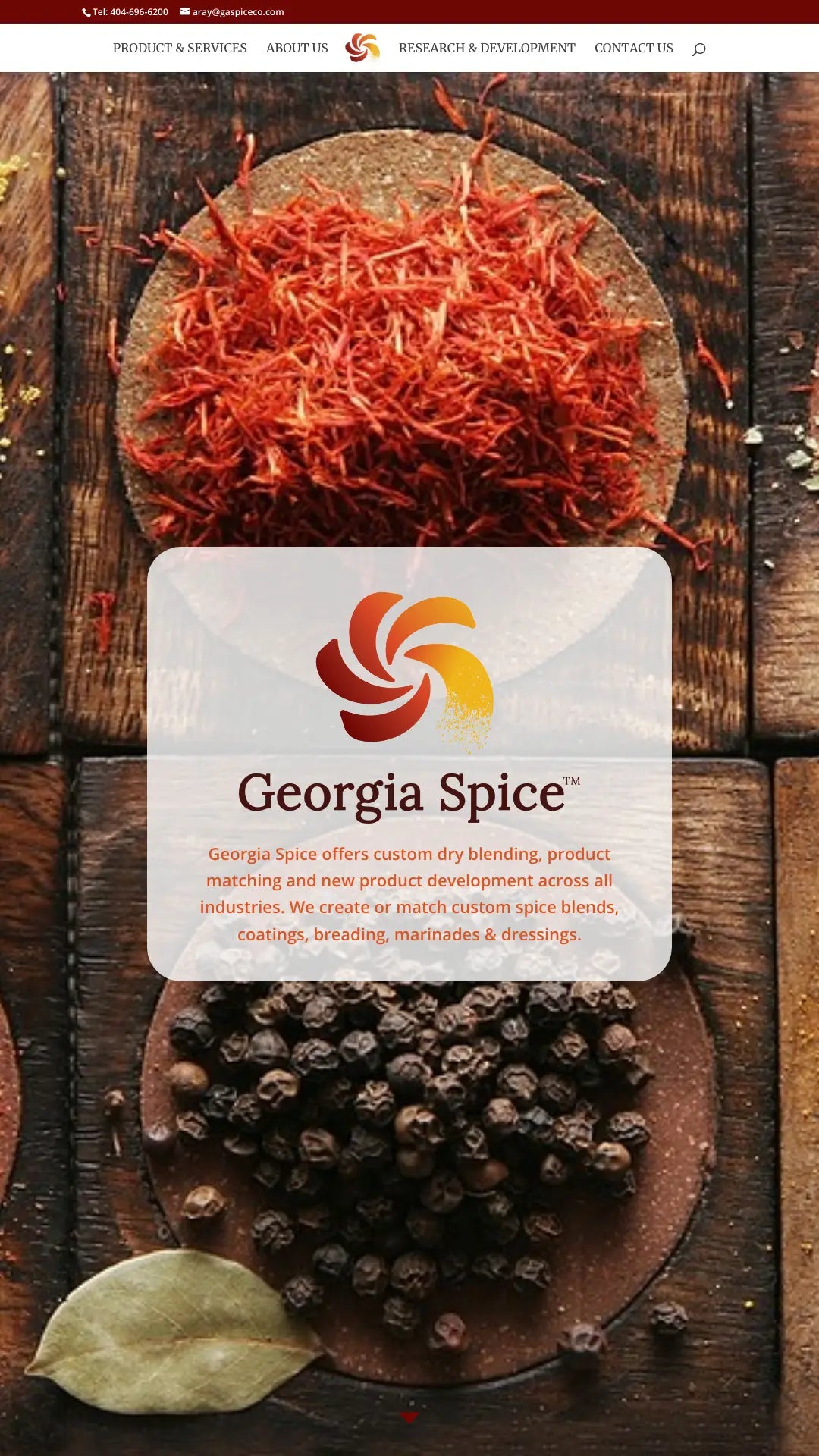 Screenshot: the Georgia Spice Co website.