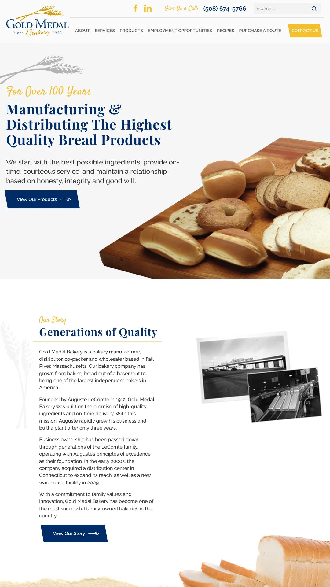 Screenshot: the Gold Medal Bakery website.