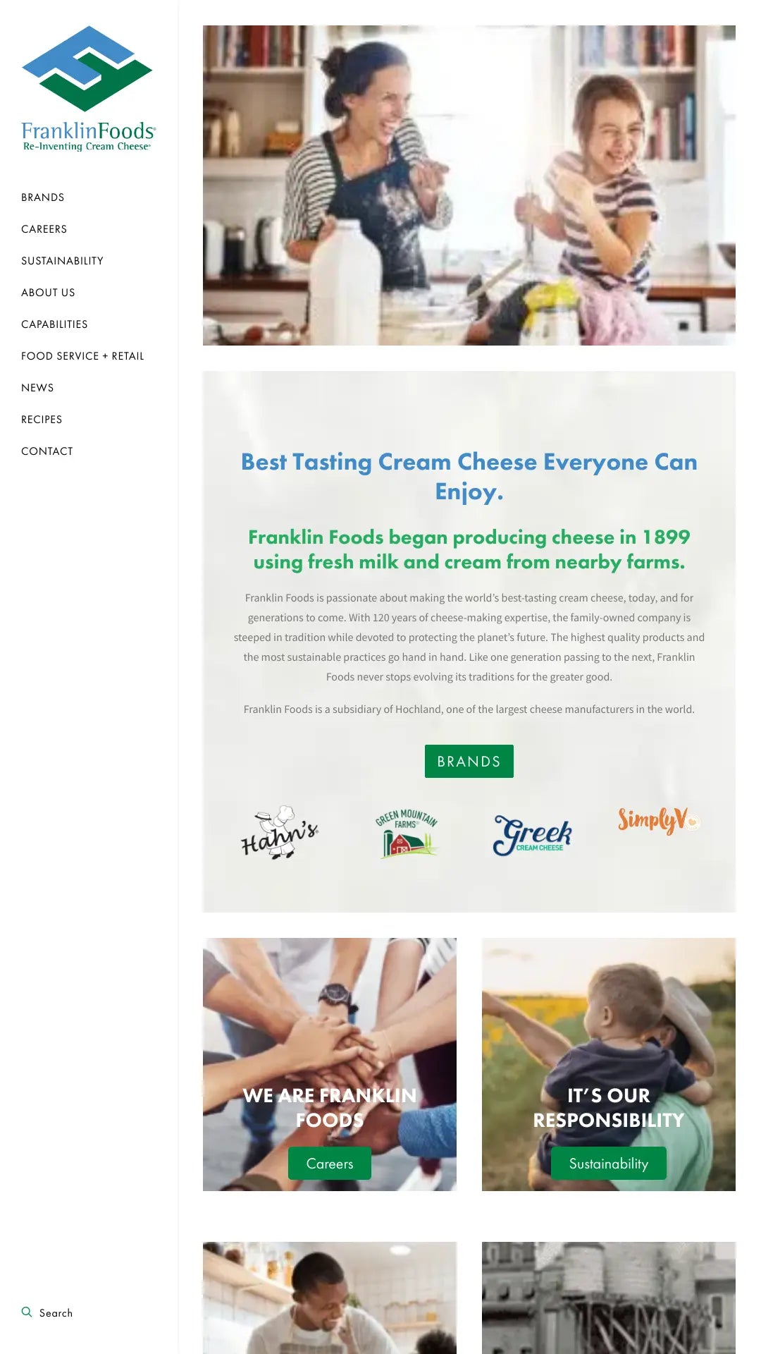 Screenshot: the Franklin Foods website.