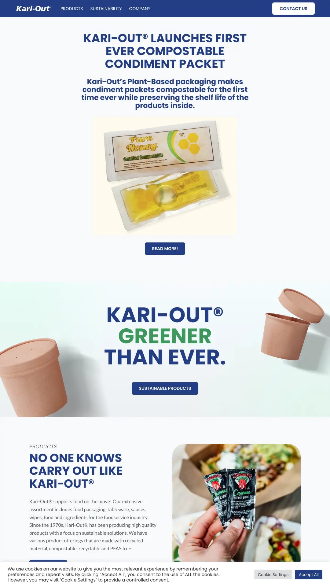 Screenshot: the Kari-Out LLC website.