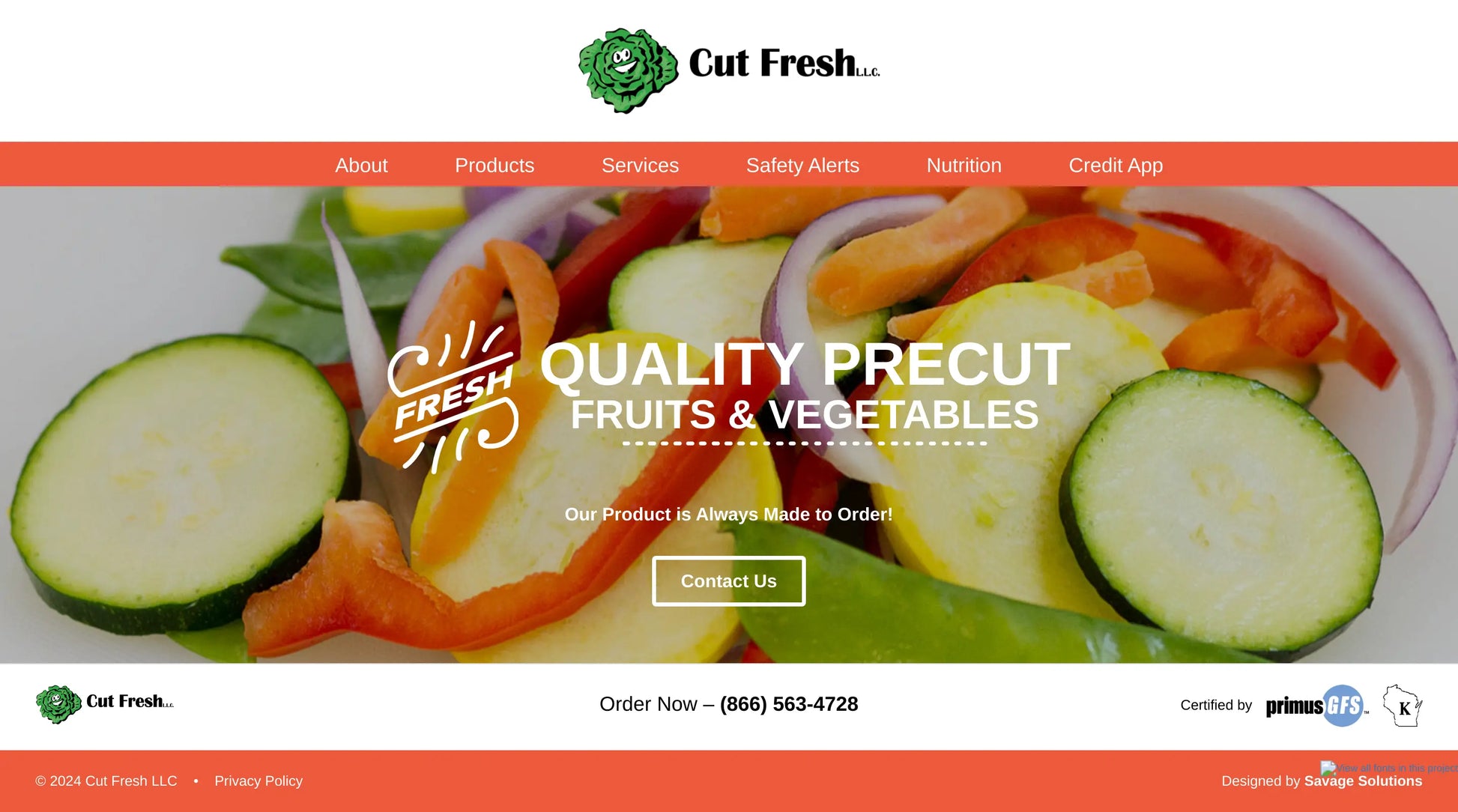 Screenshot: the Cut Fresh website.