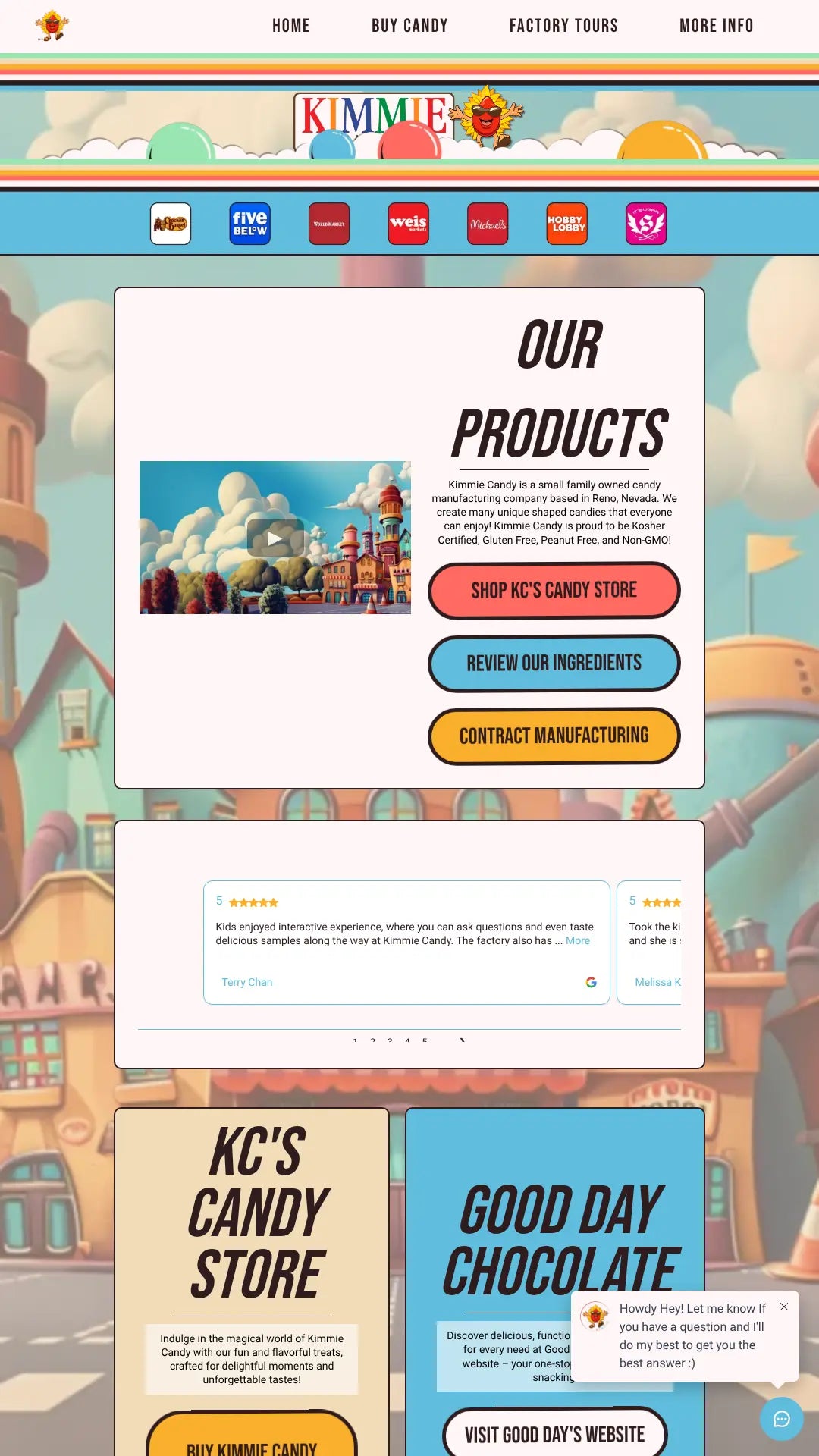 Screenshot: the Kimmie Candy website.