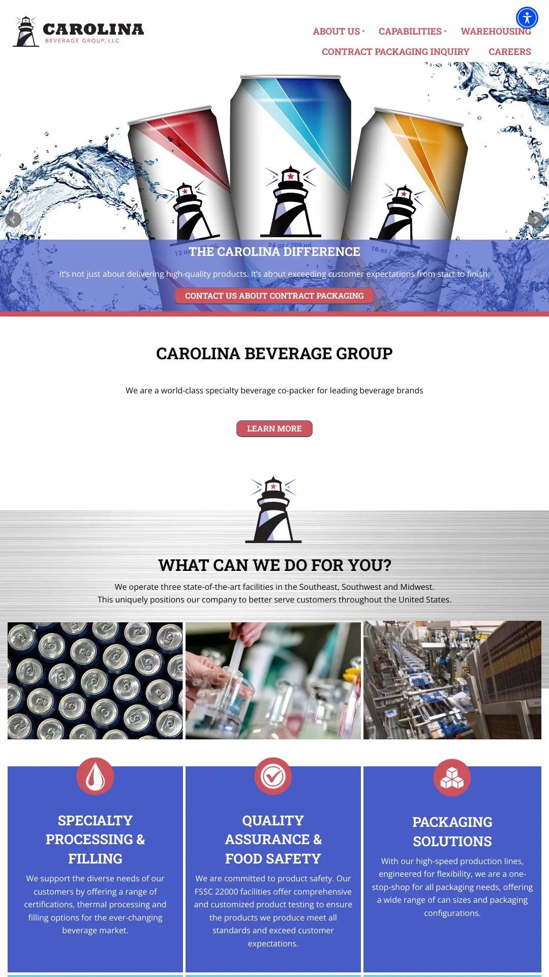 Screenshot: the Carolina Beverage Group website.