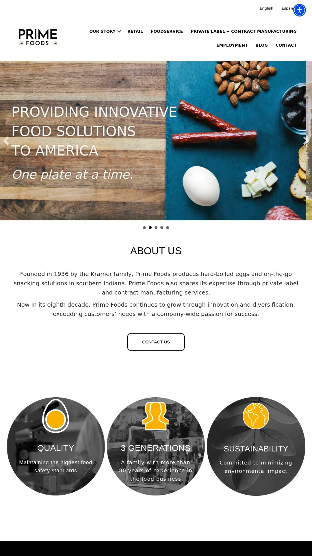 Screenshot: the Prime Foods, LLC website.