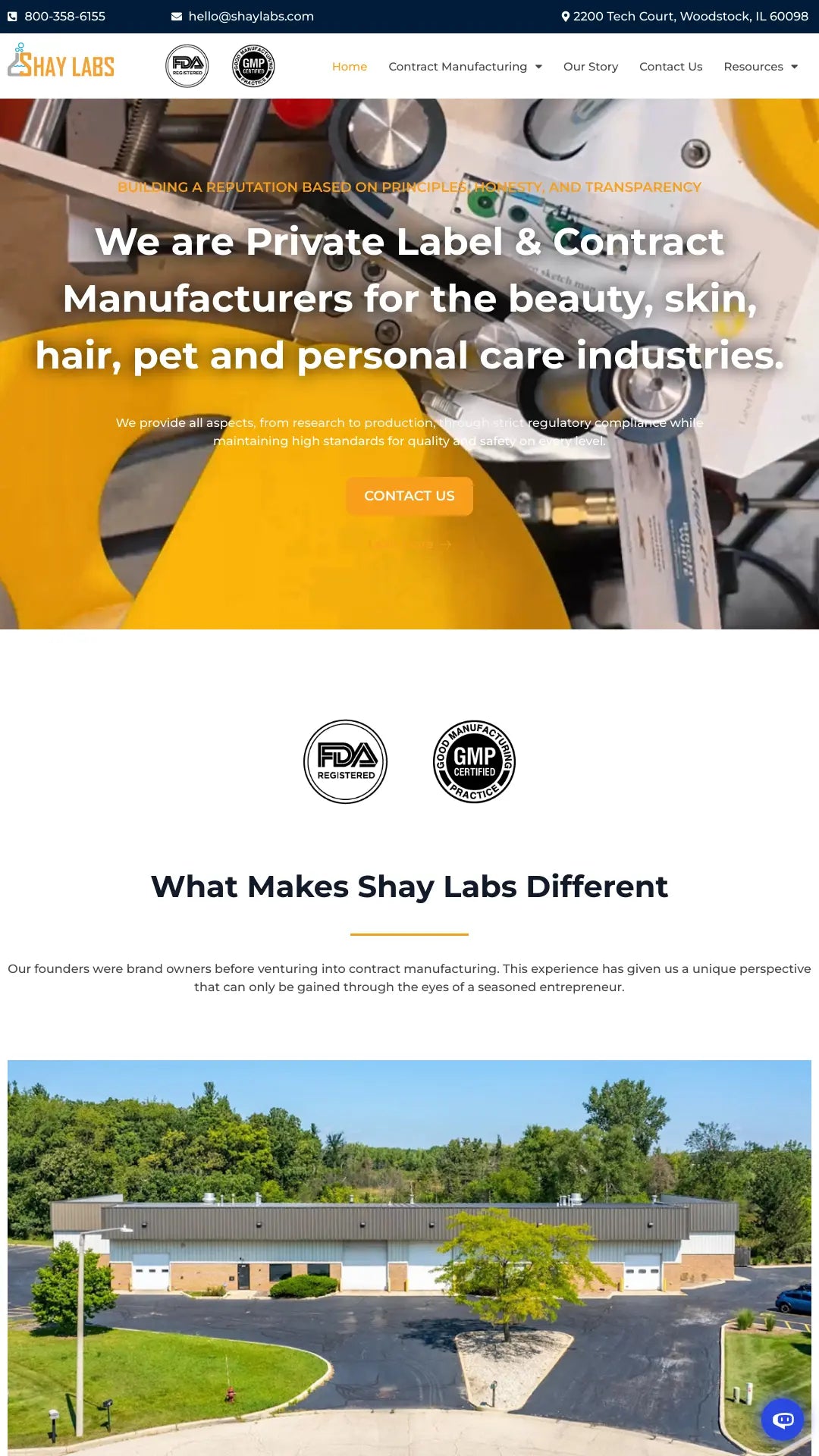 Screenshot: the Shay Labs website.