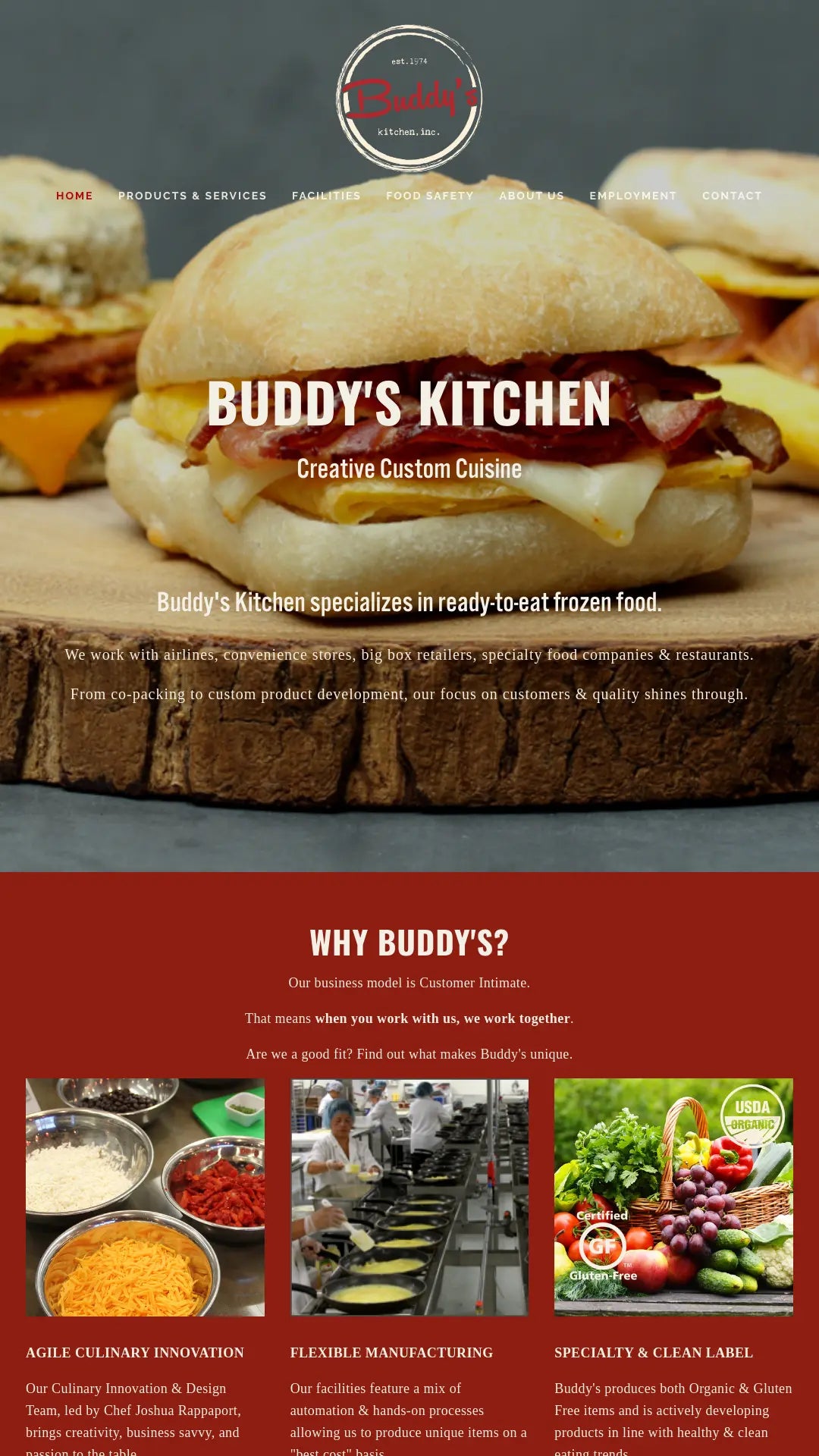 Screenshot: the Buddy's Kitchen website.