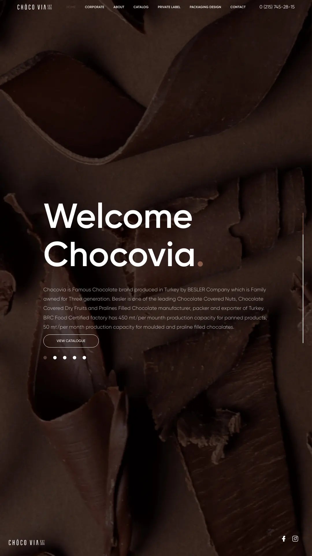 Screenshot: the Chocovia website.