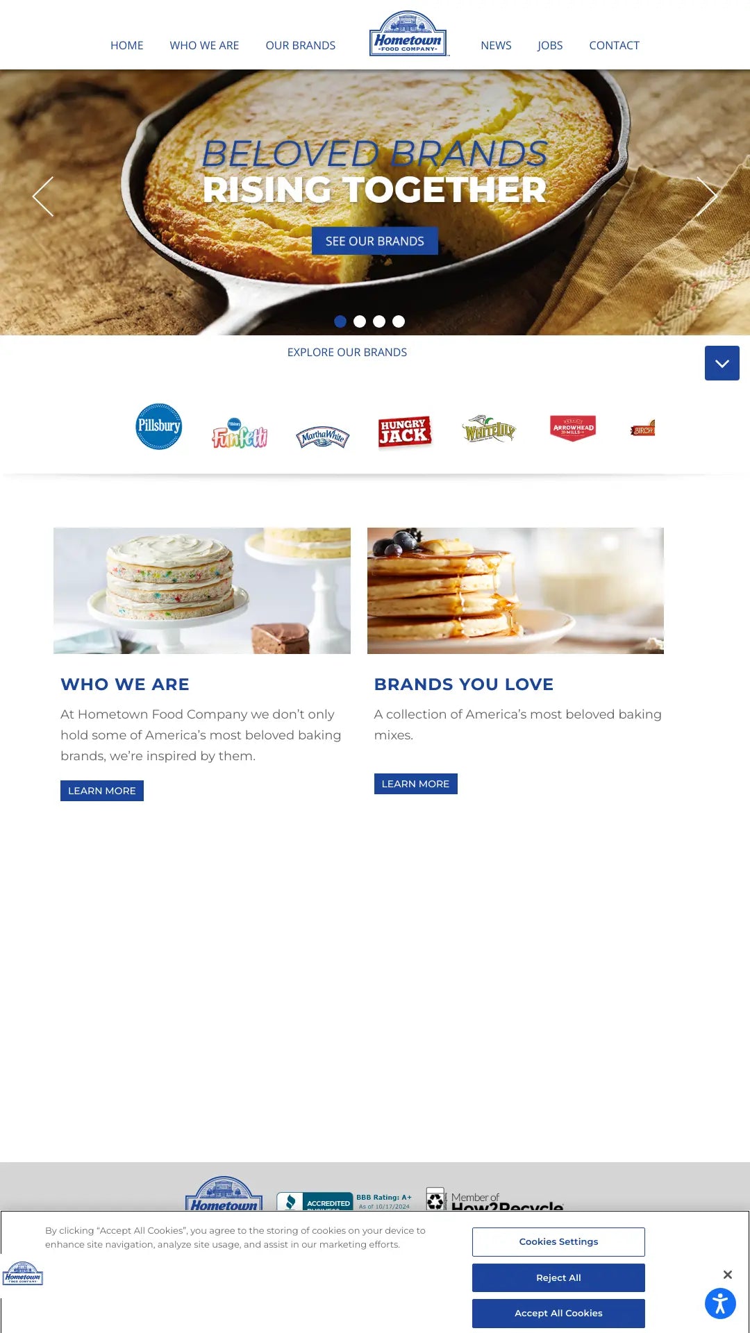 Screenshot: the Hometown Food Company website.