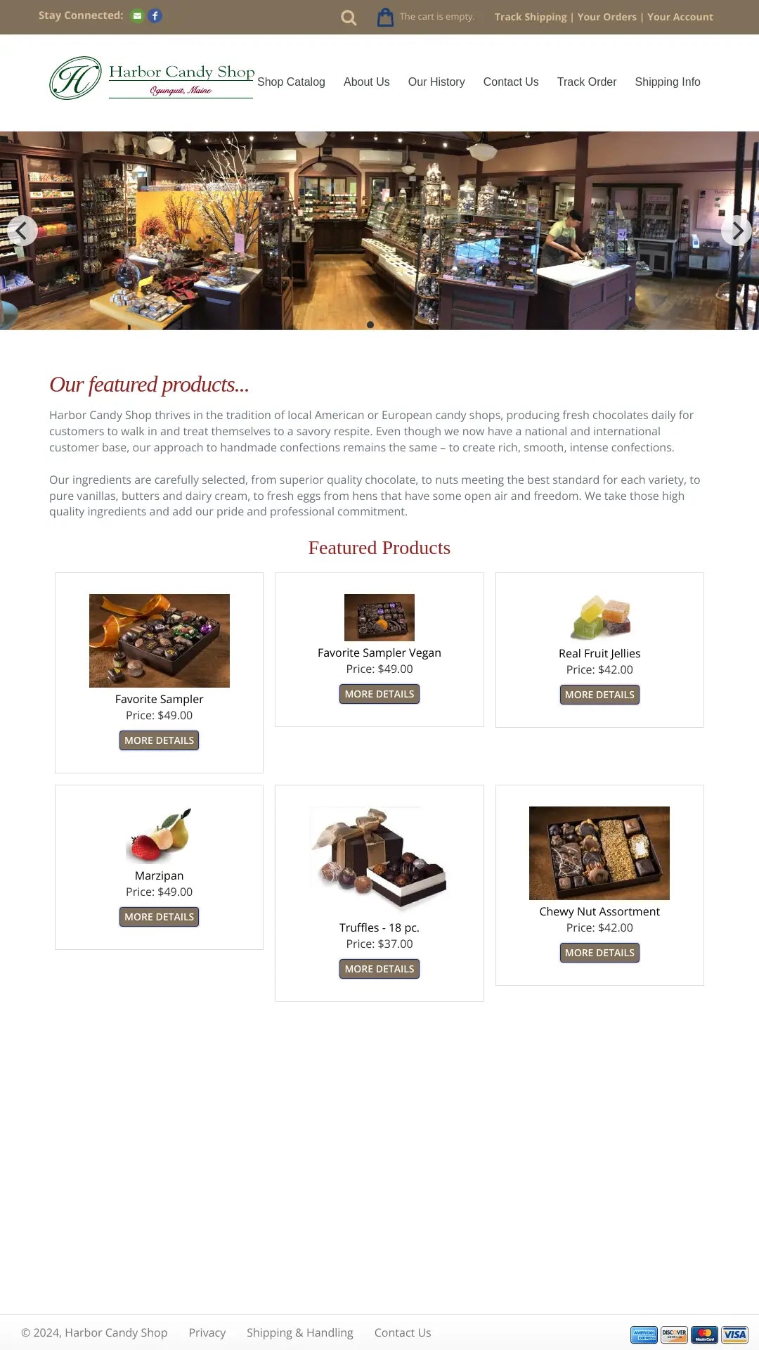 Screenshot: the Harbor Candy Shop website.