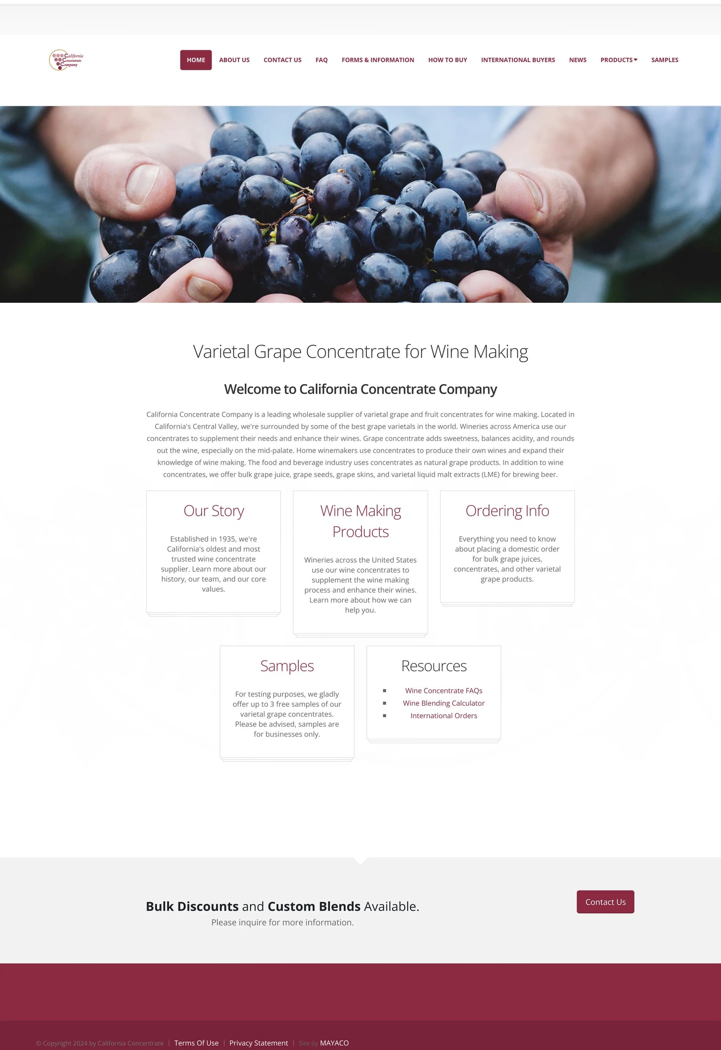 Screenshot: the California Concentrate Co website.