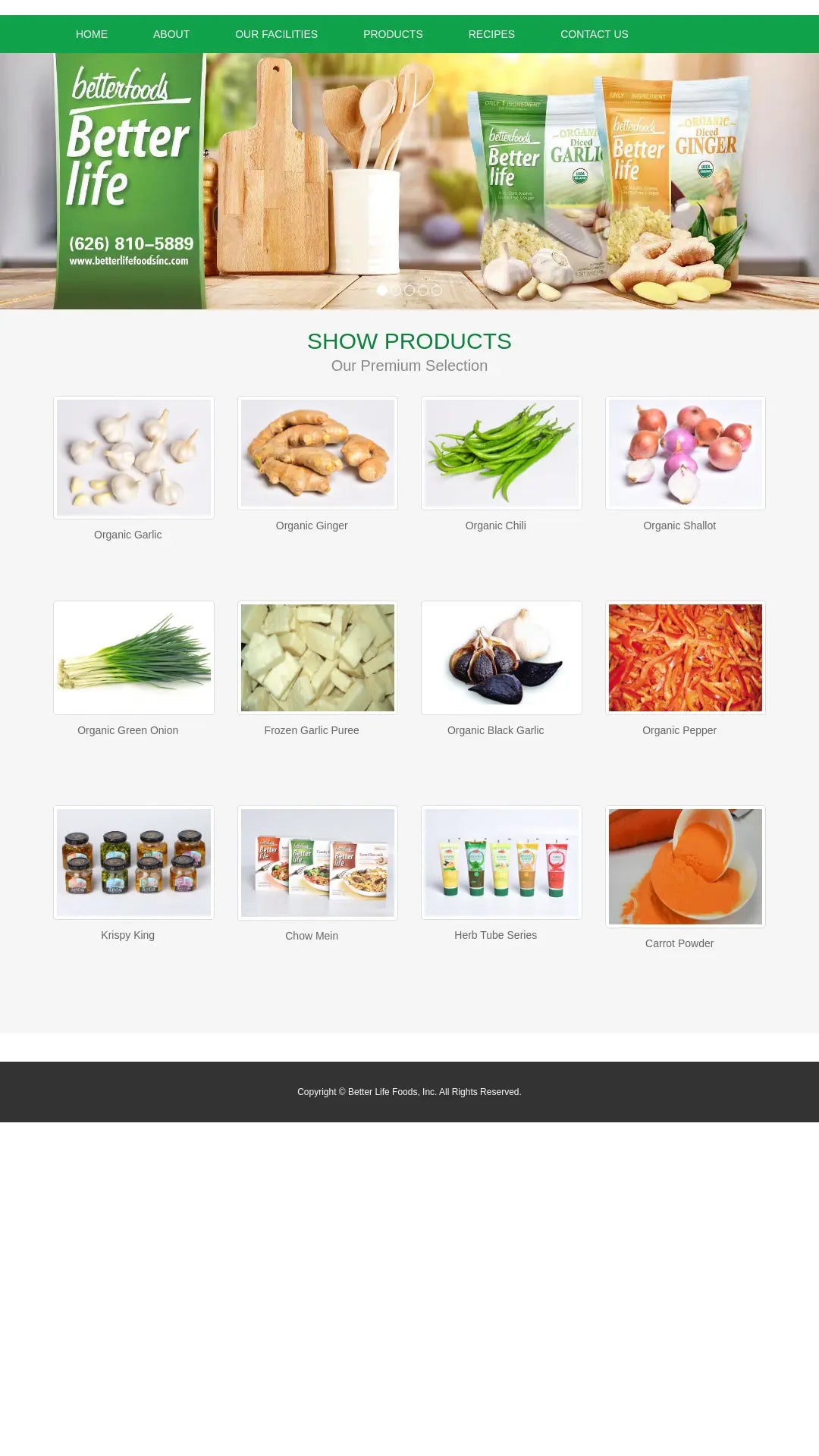 Screenshot: the Better Life Foods, Inc. website.