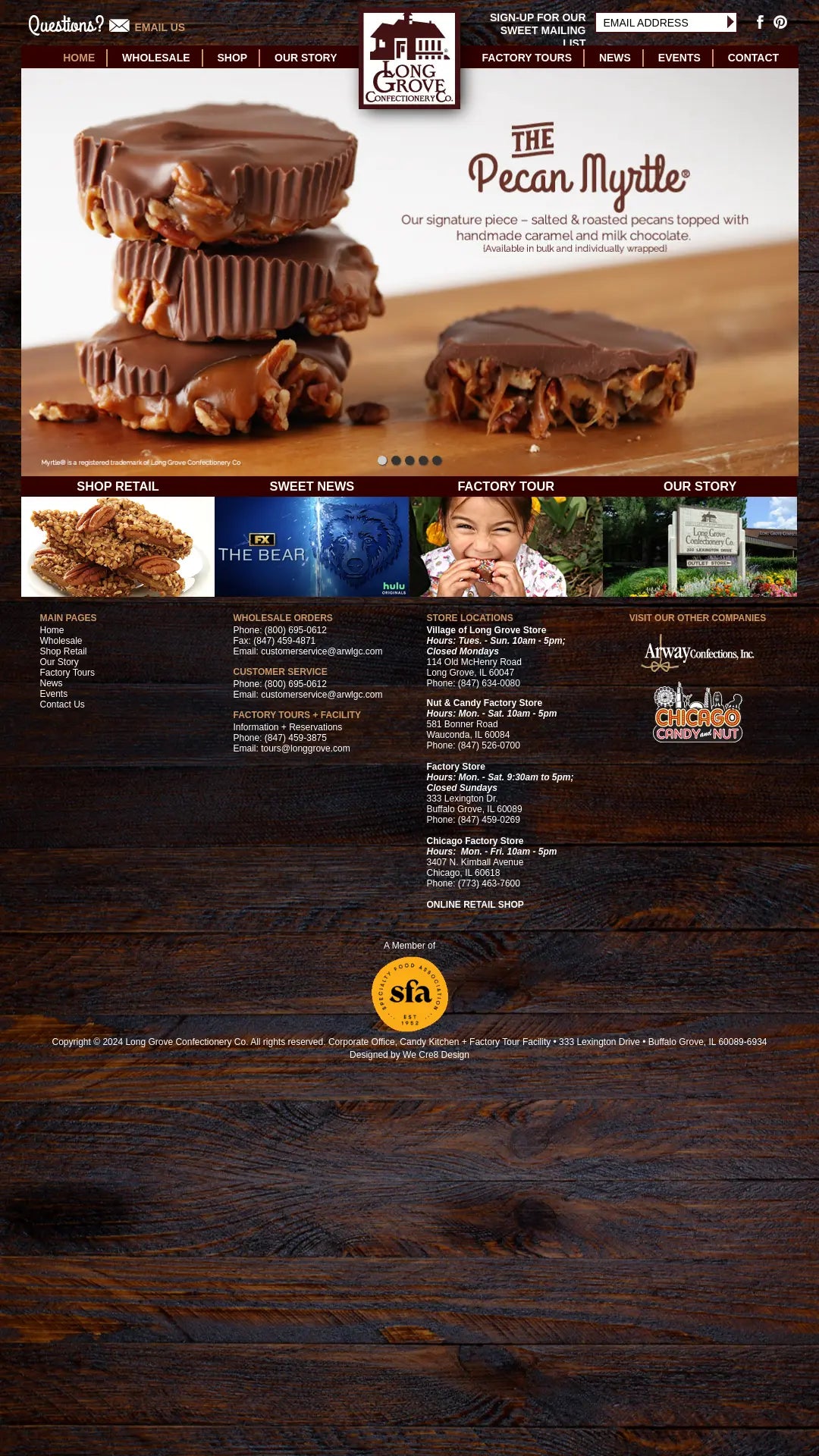 Screenshot: the Long Grove Confectionery Co. website.