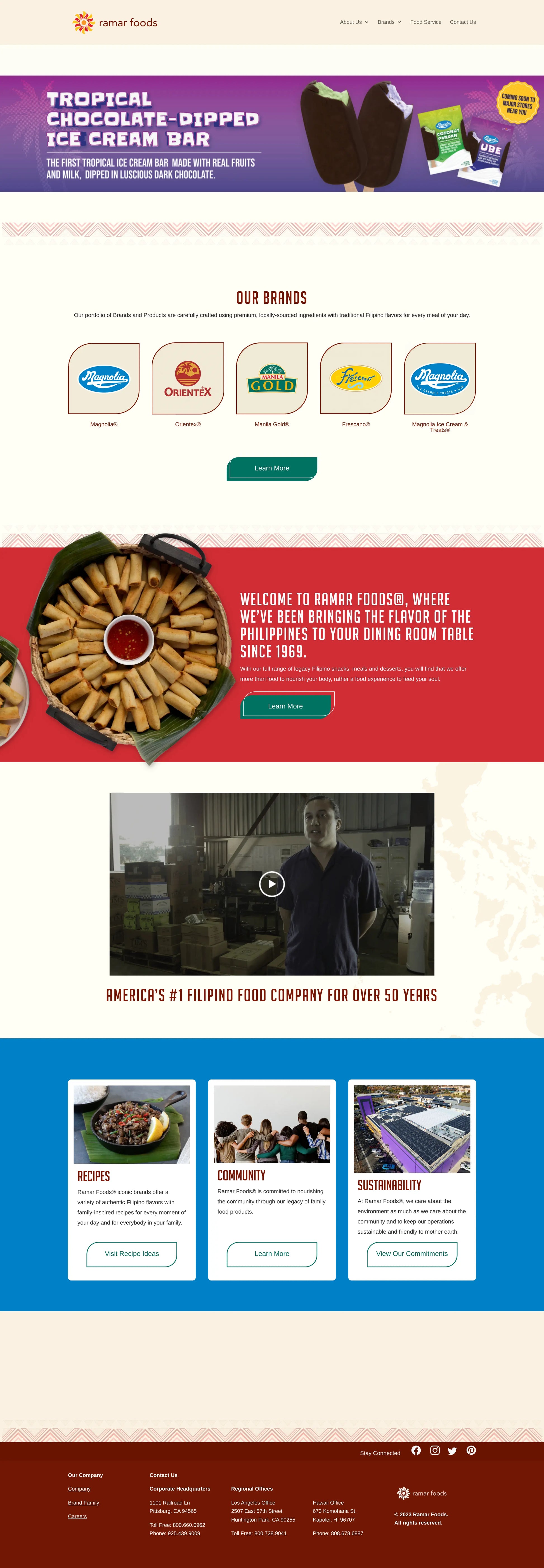 Screenshot: the Ramar Foods website.