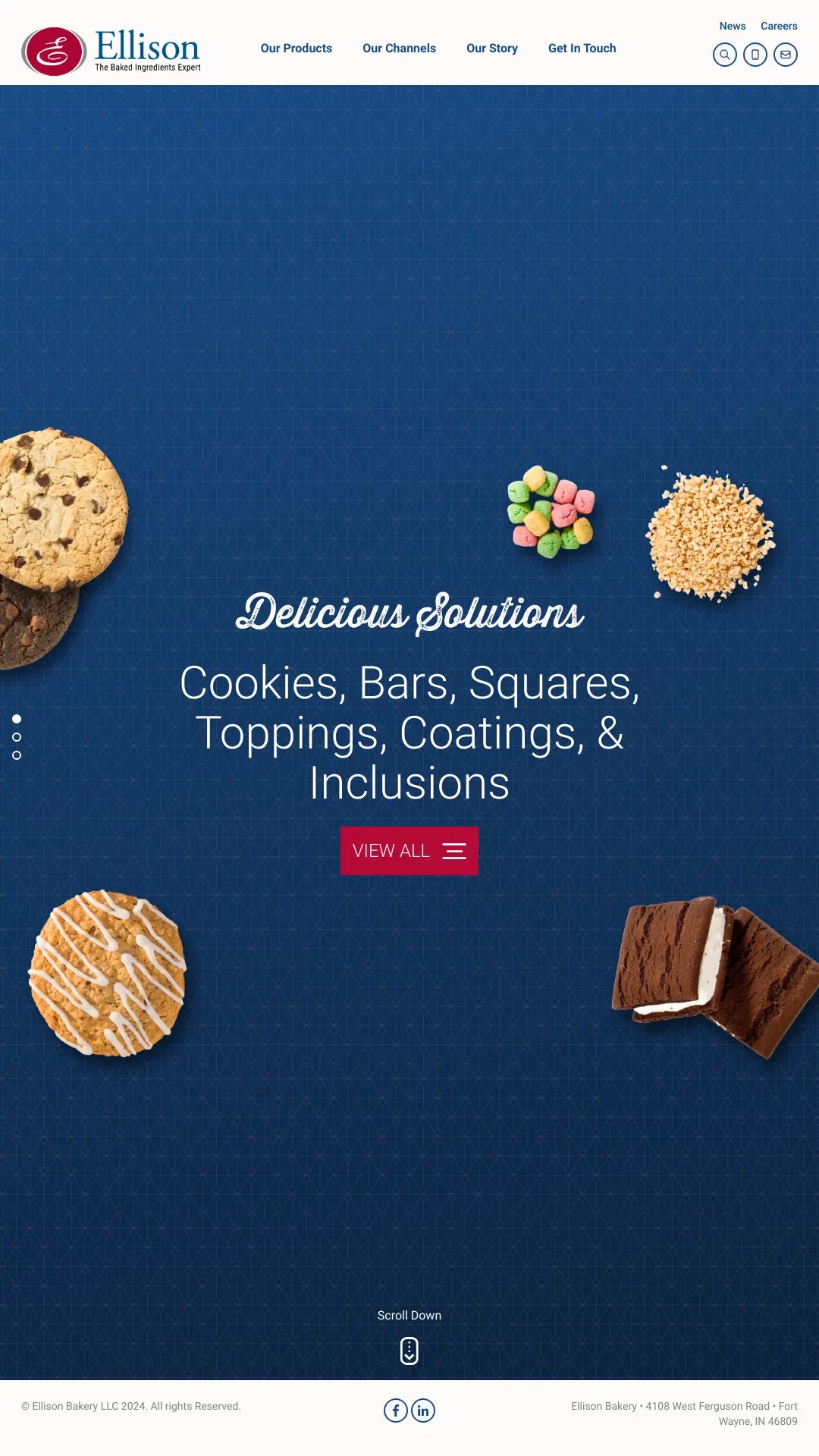 Screenshot: the Ellison Bakery website.