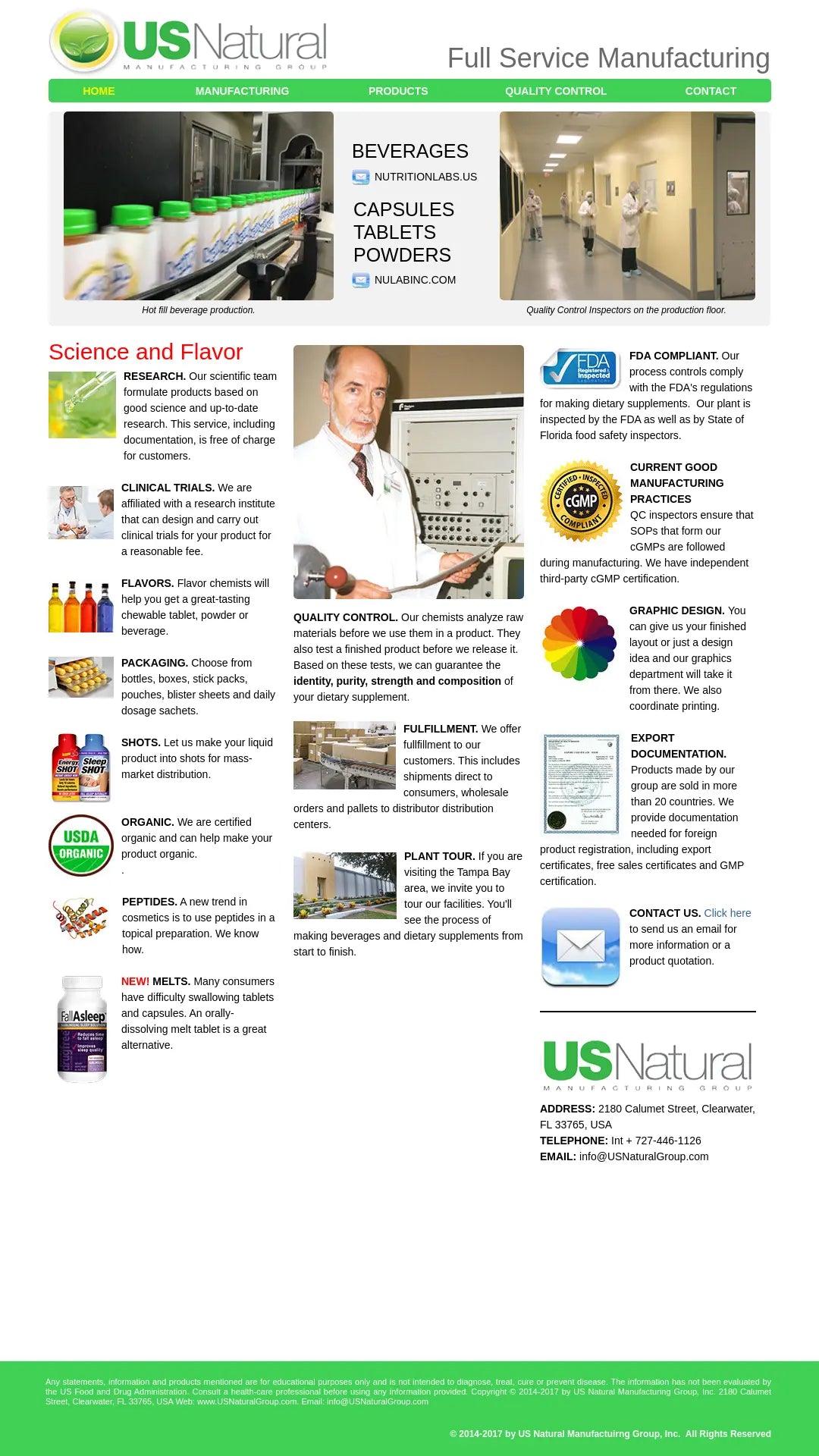 Screenshot: the US Natural Group website.