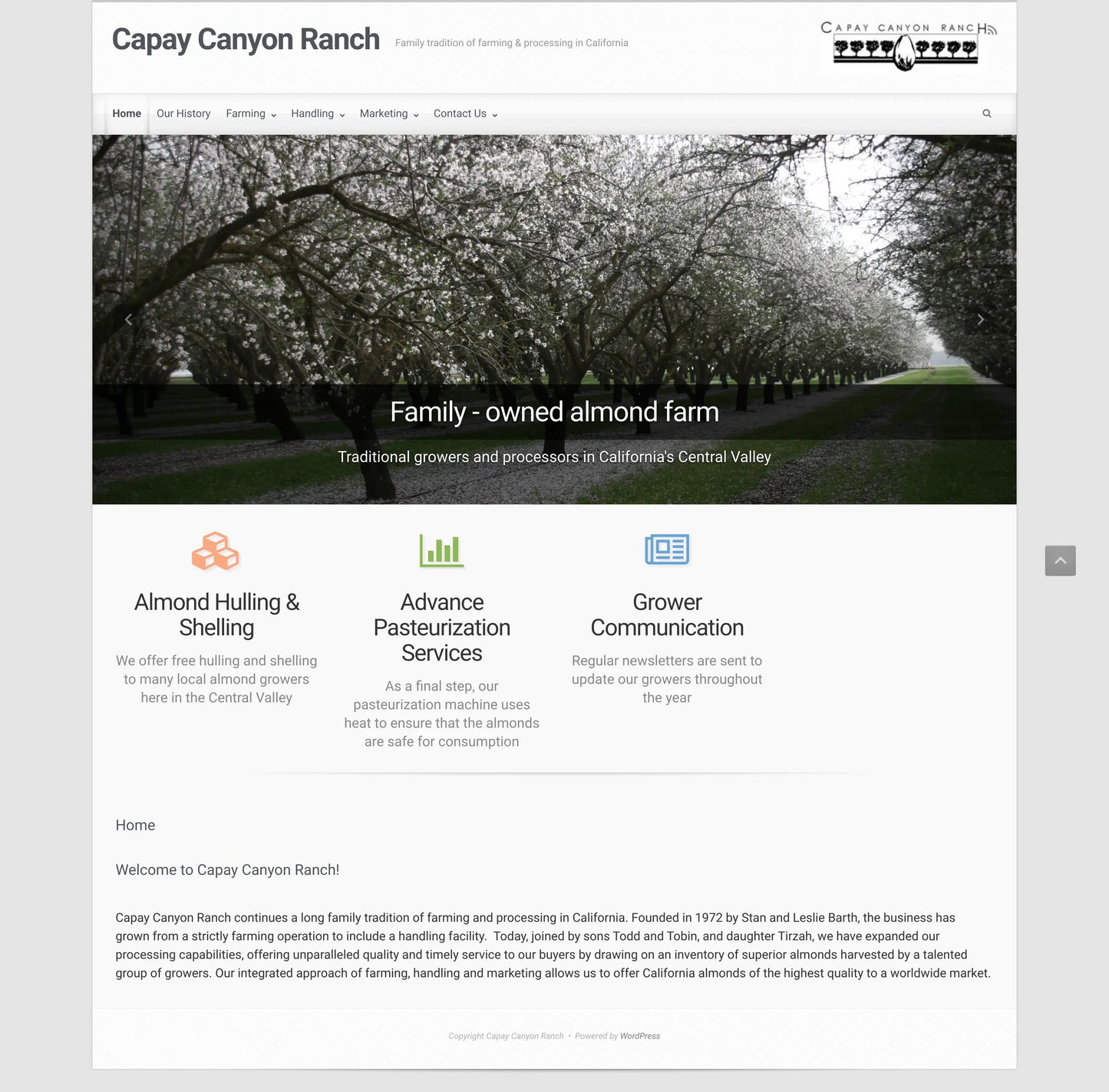 Screenshot: the Capay Canyon Ranch website.