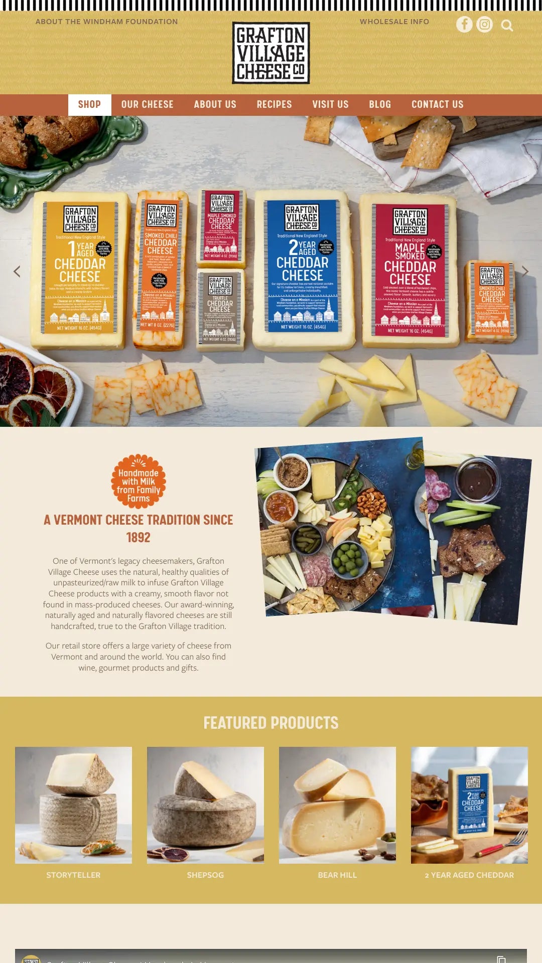 Screenshot: the Grafton Village Cheese Co. website.