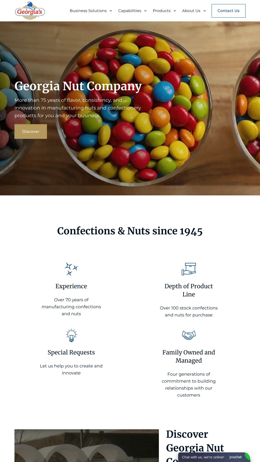 Screenshot: the Georgia Nut Co. website.